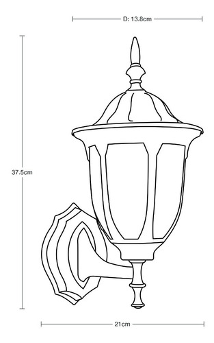 Farol Pared Moderno Negro 1 Luz E27 60w
