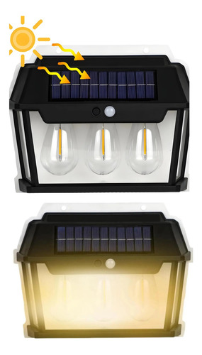 Aplique Lampara Solar Impermeable Con Sensor Vintage 3led