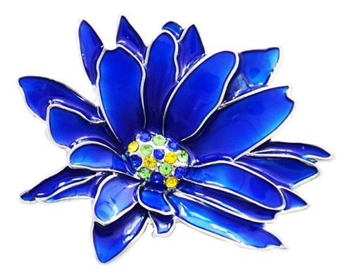 Flor De Esmalte Azul Con Corazón De Colores Flor Hombres