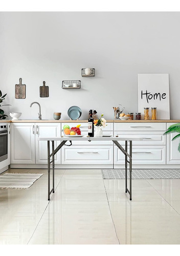 Mesa Plegable Tipo Portafolio Interior Exterior 120cm Calida Color Blanco