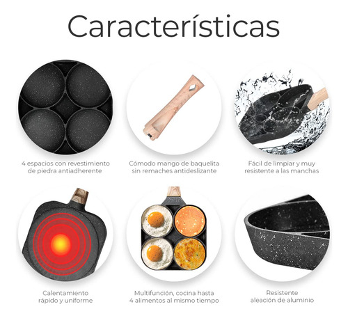 Sarten De Aluminio Antiadherente Con 4 Hoyos De