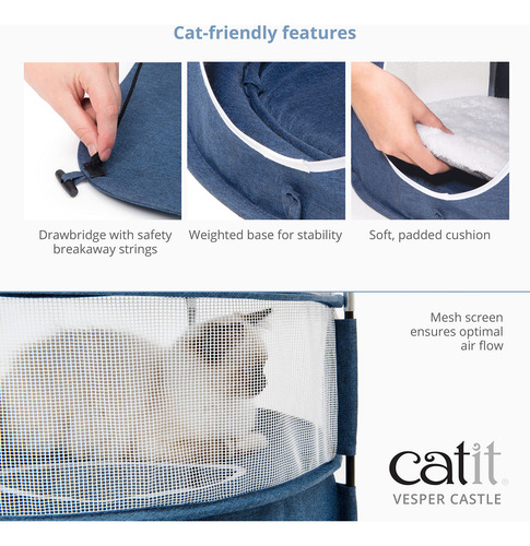 Cat Tower Catit Vesper Castle, Plegable De 2 Niveles, Azul