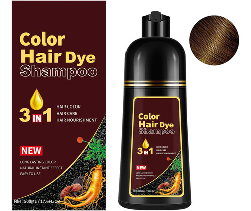 Lymznus Champú Para Tinte De Cabello Marrón Castaño 3 En 1,
