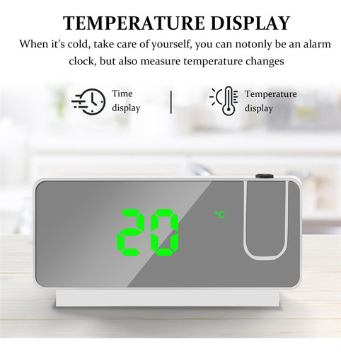 Fweaad Reloj Despertador Led De Proyección Digital De Mesa.