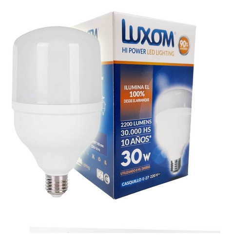 Lampara Led 30w Foco Hi Power E27 Luxom Derplast 220v