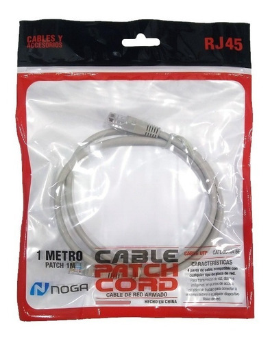 Imagen 4 de 4 de Cable De Red Armado Noga Patch Cord 1 Metro Rj45 Utp Cable