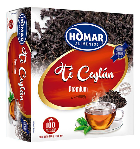 2 Caja Té Ceylan Negro Premium 100 Bolsitas Origen Sri Lanka