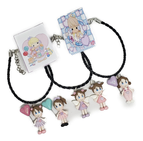 Recuerdo 10 Pz Pulsera De Piel Dije Niña+estuche N2