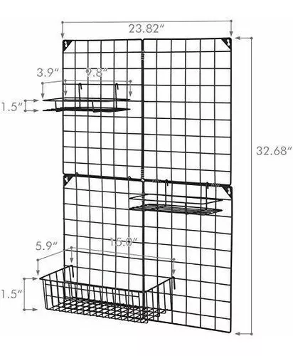 NEX - Panel de rejilla de pared con cestas de rejilla, rejilla de pared de  alambre, pantalla de fotos, tablero de notas, organizador de almacenamiento