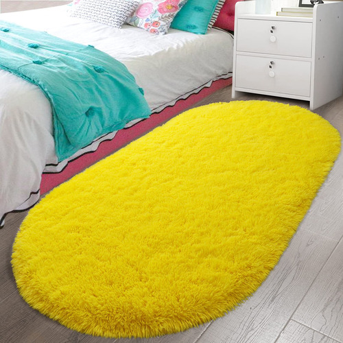 Lujosa Alfombra Suave Amarilla Para Dormitorio Moderna Y La