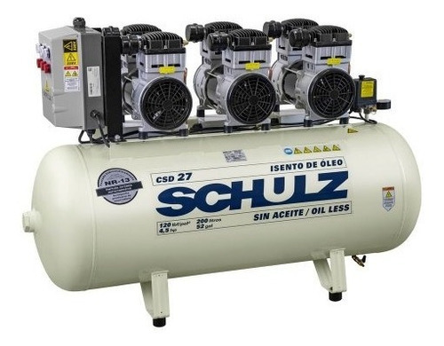 Compressor Ar Odontológico Isento De Óleo Csd 27/200 Schulz Cor Branco Fase elétrica Monofásica Frequência 60Hz 220V