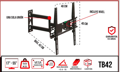 Rack Para Tv Giratorio Hasta 55 Pulgadas Con Instalación