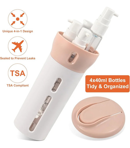 Smart Travel Botella Dispensador Set 4 En 1 Para Viajes