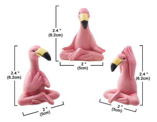 3x Estatua De Flamenco De Figura De Arte Rosa Moderno Para