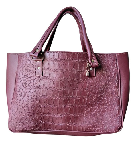 Bolso Burdeos Color Vino /temporada 2025 Vino Lisa Níquel Vino