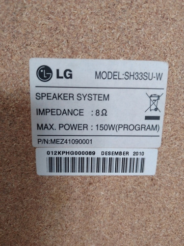 Imagen 6 de 6 de Subwoofer Para Home Theater LG