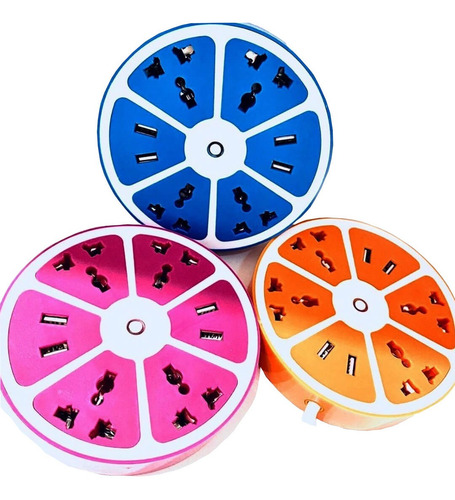 Imagen 1 de 4 de Zapatilla Enchufes 4 Toma Corrientes 4 Usb Hexagono 1.8mts