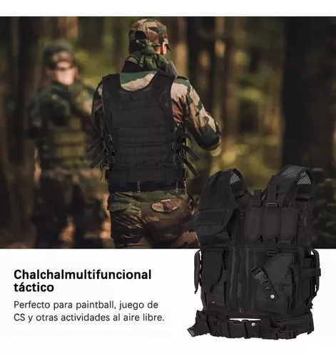 Chaleco Táctico Militar Ajustable Respirable Para Jugar Paintball Color  Negro