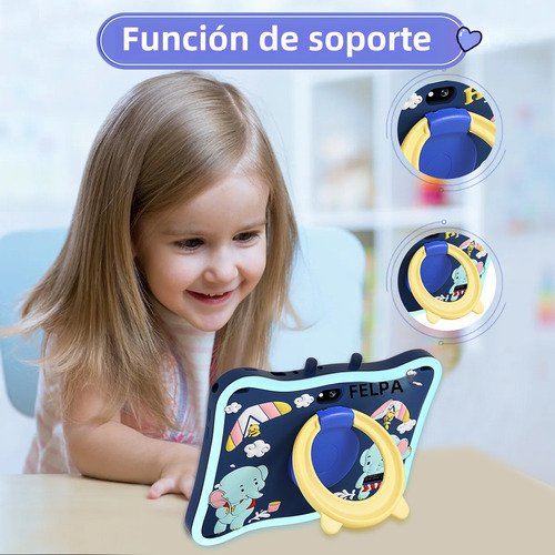 Tablet Para Niños Hancdon E13 7 Pulgadas 6g+128g Color Azul Acero 10 Core Con Android 12 Bt 5.0 ,wifi, 3800mah, 5mp+13mp ,con Tablet Funda
