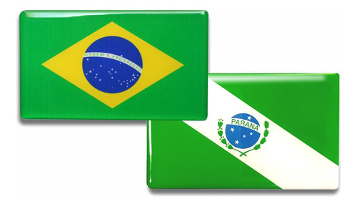 Adesivos Bandeira Brasil E Paraná Resina Resinada, Carro 