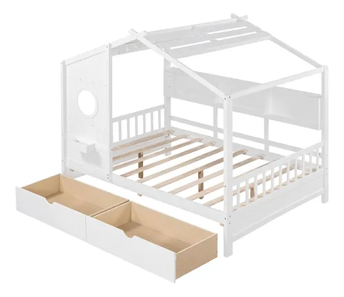Merax Sofá Cama De Madera Con Cajones Y Estantes