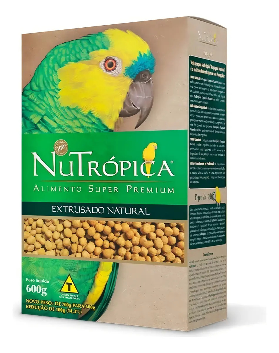 Ração Nutrópica Natural Para Papagaios - 600 G