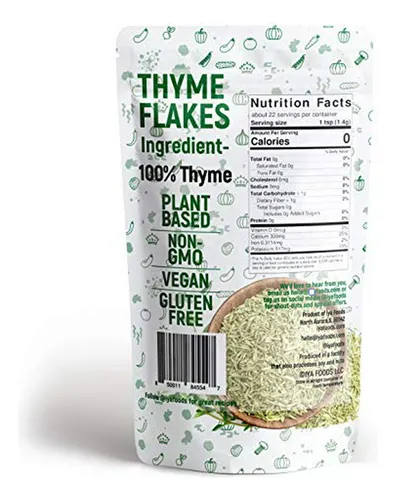 Copos De Tomillo Iya Foods, 100% Hojas De Tomillo, 1 10 Oz