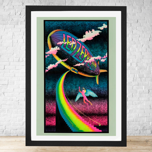 Cuadro Led Zeppelin 30x40 Cm Vidrio Listo Para Colgar C361 Negro Moderno