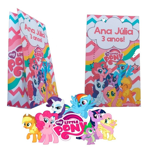 30 Sacolinha Personalizada My Little Pony  Unircornio Rosa