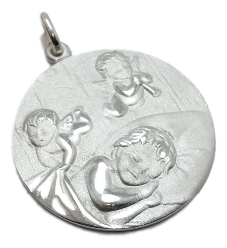 Medalla Ángel De La Guarda - Plata 925 - 42mm - Grabado