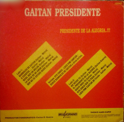 Osvaldo Corazon Gaitan-gaitan Presidente Vinilo Long Play (Usado)