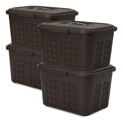 Set X4 Cajoneras O Cajas Plásticas Organizadoras Con Tapa 6l