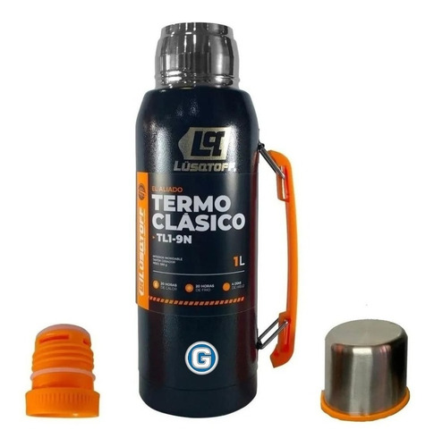 Termo Acero Inoxidable Lüsqtoff 1 Litro Negro Frio Calor Sta