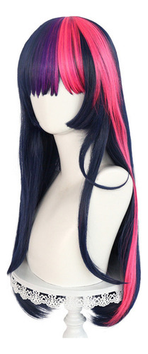 Peluca Larga Lisa Azul Twilight Sparkle Para Cosplay