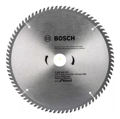 Disco Sierra Ingletadora Bosch Eco 254mm 80 Dientes Madera 