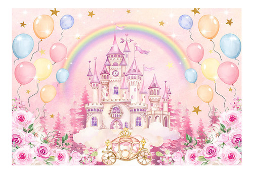 Fondo De Fotografía De Cumpleaños De Niña Princesa Castillo