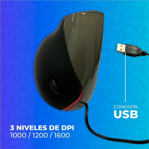 Imagen 6 de 10 de Mouse Óptico Ergonómico Vertical D2 Usb Oficina Gamer Diseño