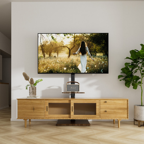 Soporte Tv Piso Para 32-70'' Elegante Madera De Nogal Negro