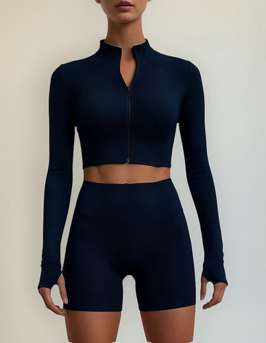 Conjunto De Jersey De Manga Larga Y Corto Con Cremallera Fro