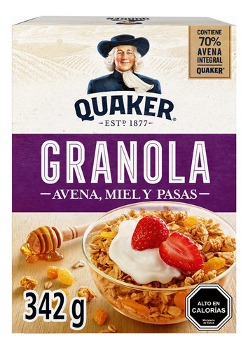 Granola Quaker Avena, Miel Y Pasas 342g