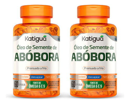 Kit 2x Óleo de Semente de Abóbora 1000mg Katigua em pote 60 Cápsulas Suplemento