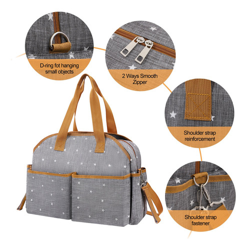 Bolso De Mano Con Estilo Para Pañales, Multifunción, Gris