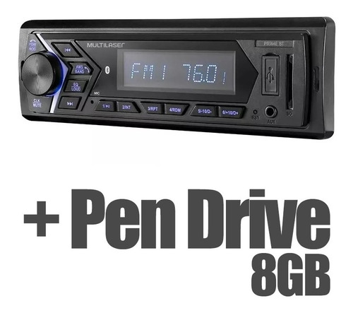 Rádio Multilaser Bluetooth Mp3 Sd Usb + Pen Drive 8gb