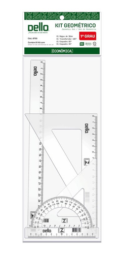 Kit Geométrico Desenho 1º Grau Linha Econômica Dello-04 Pçs