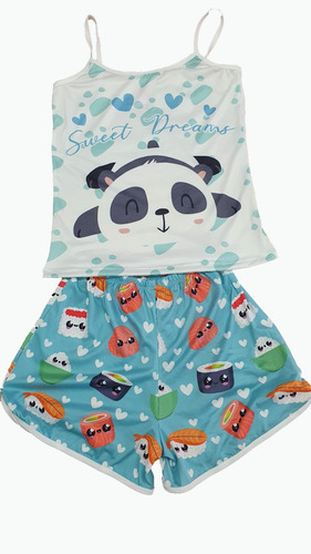 Imagen 1 de 2 de Pijama Para Dama Short Y Blusa De Pandita, Unitalla