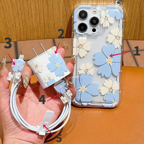 Funda For iPhone +estuche De Protección De Cargador Y Cable