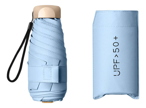 Sombrilla De Viaje Paraguas Compacto Mochila Azul Claro