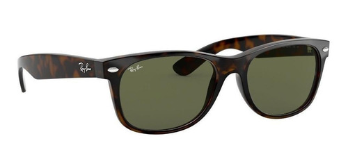 Imagen 2 de 2 de Anteojos de sol Ray-Ban New Wayfarer Classic Small con marco de nailon color polished tortoise, lente green de cristal clásica, varilla polished tortoise de nailon - RB2132