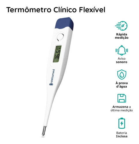 Termômetro Clínico Digital Dellamed Haste Fixa