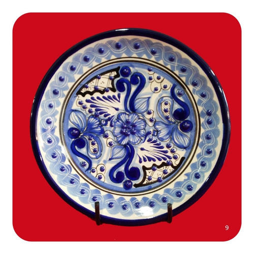 Imagen 10 de 10 de Plato Azul 20 Cm Talavera Poblana Diseño Especial Lujo Plt
